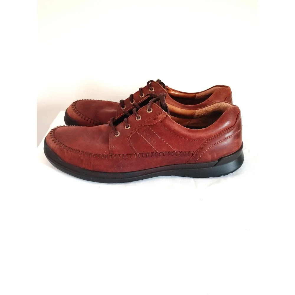 ECCO Seawalker Tie Brown Leather Casual Oxford Old Money Comfort Shoes Men EU 48